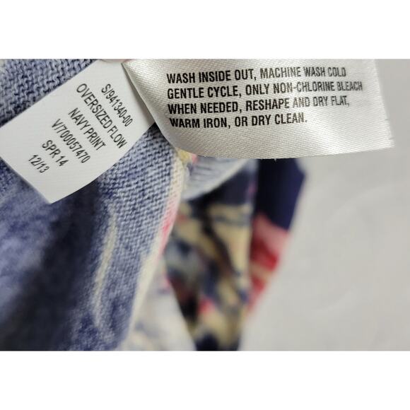 GAP Womens Blouse Size Small Blue Floral Pattern Y2K Long Sleeves Crew Neck - Picture 5 of 5